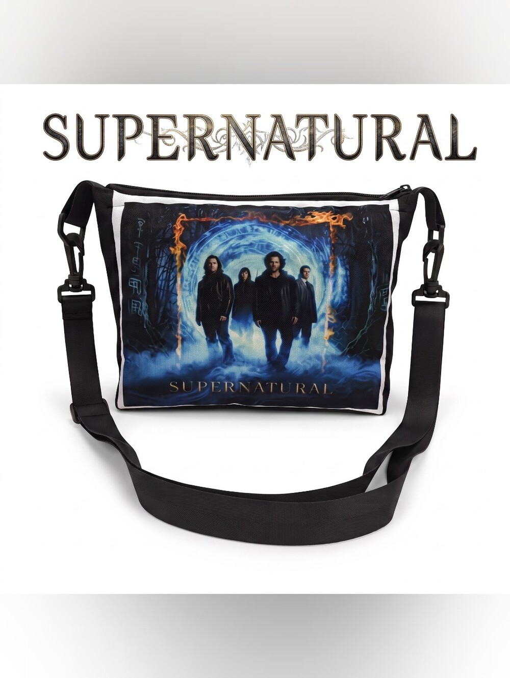 Supernatural Inspired Crossbody Messenger Crossbody Bag With Adjustable Strap
